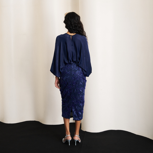 Blue Chantilly Skirt Set