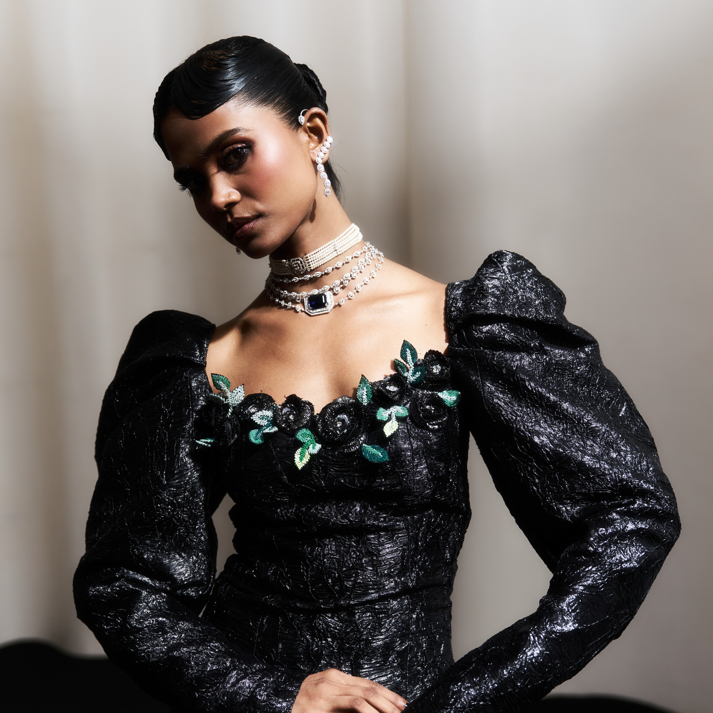 Blue Sequin Corset Set