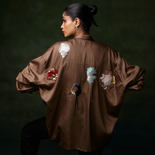Brown Back Embellished Shirt