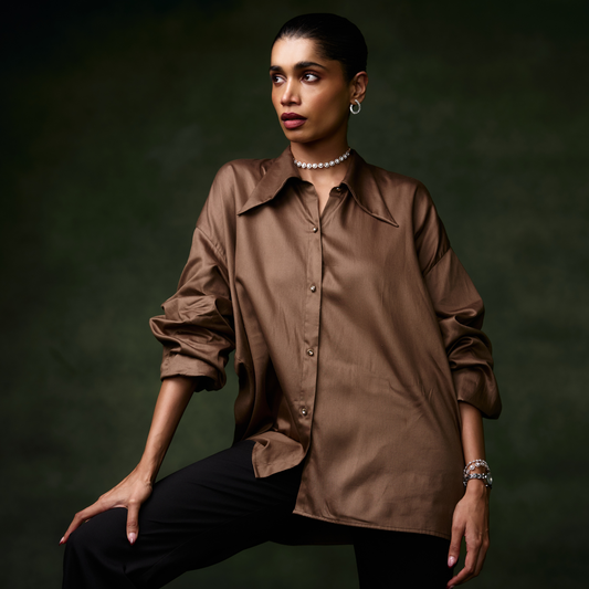 Brown Back Embellished Shirt