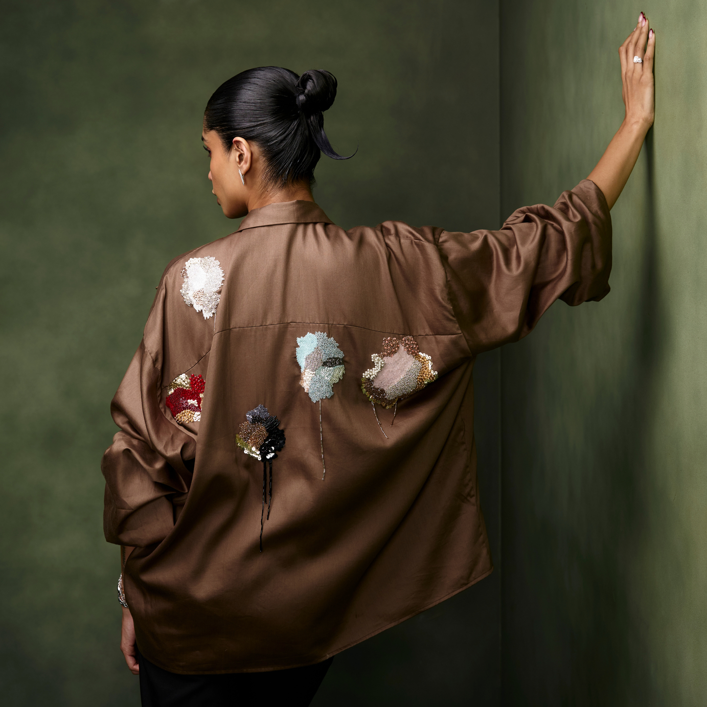 Brown Back Embellished Shirt