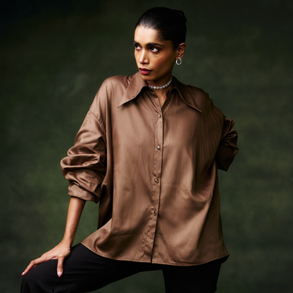 Brown Back Embellished Shirt