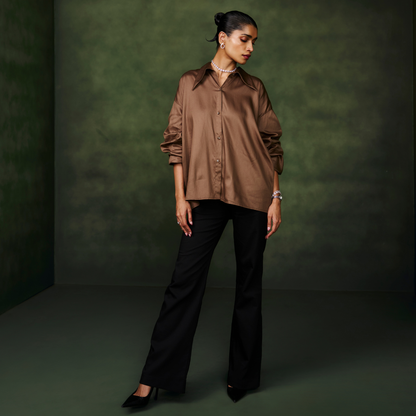 Brown Back Embellished Shirt