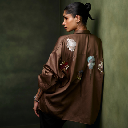 Brown Back Embellished Shirt