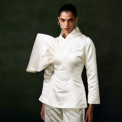 White Structured Bow  Co-ord Set
