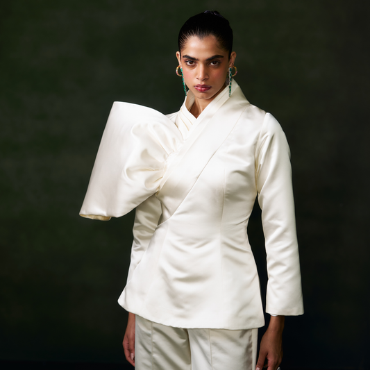 White Structured Bow  Co-ord Set