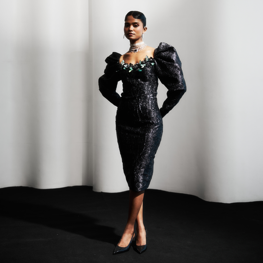 Blue Sequin Corset Set