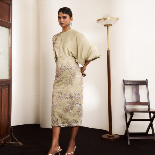 The Green Chantilly Skirt set