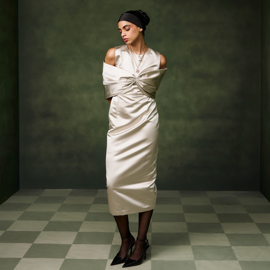 Structured Bow Midi Dress