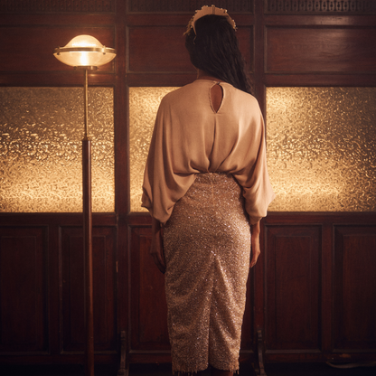 Gold Embellished Skirt Set