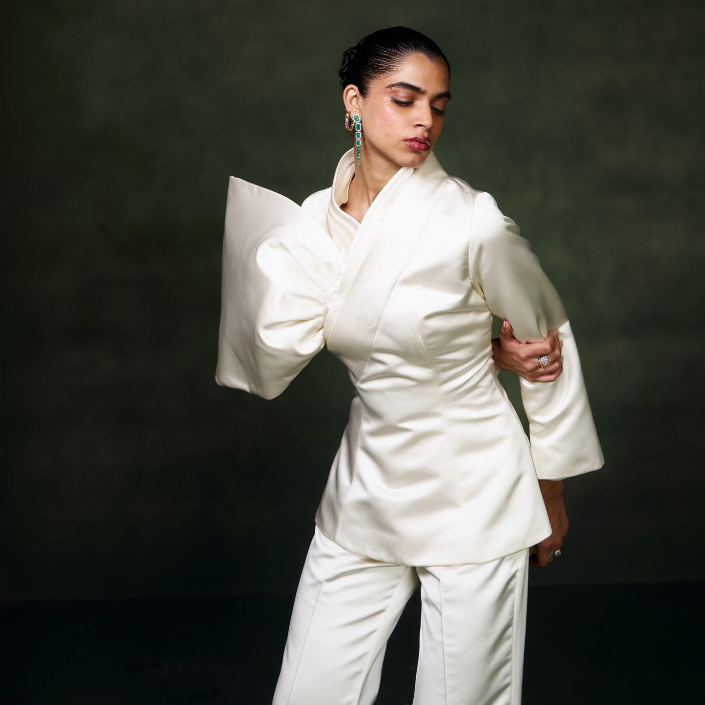White Structured Bow  Co-ord Set