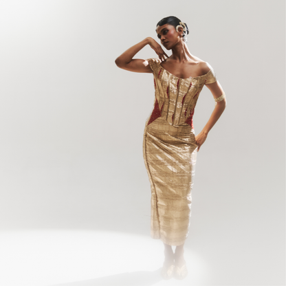 Gold textured dress