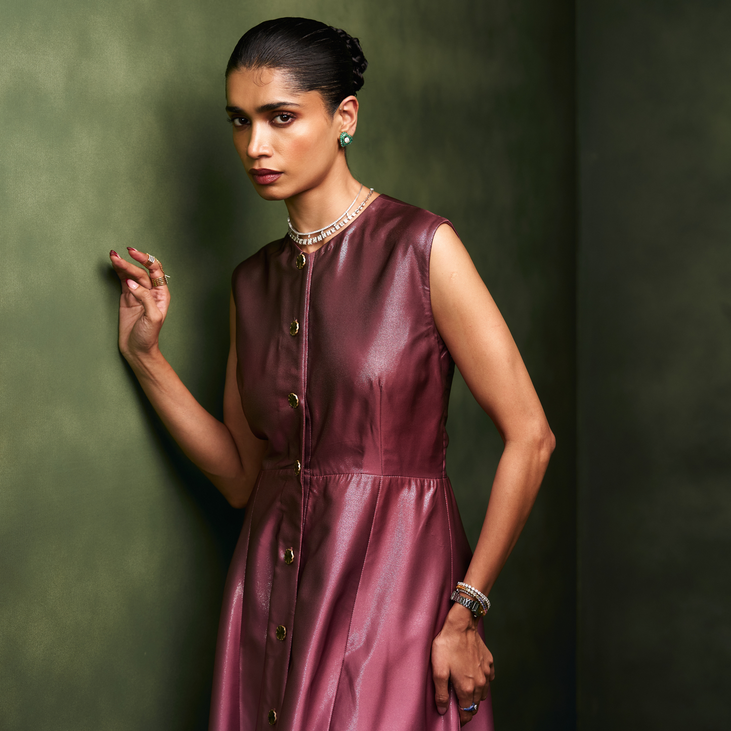 Leather Ombré Midi Dress