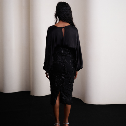 Black Tassel Skirt Set