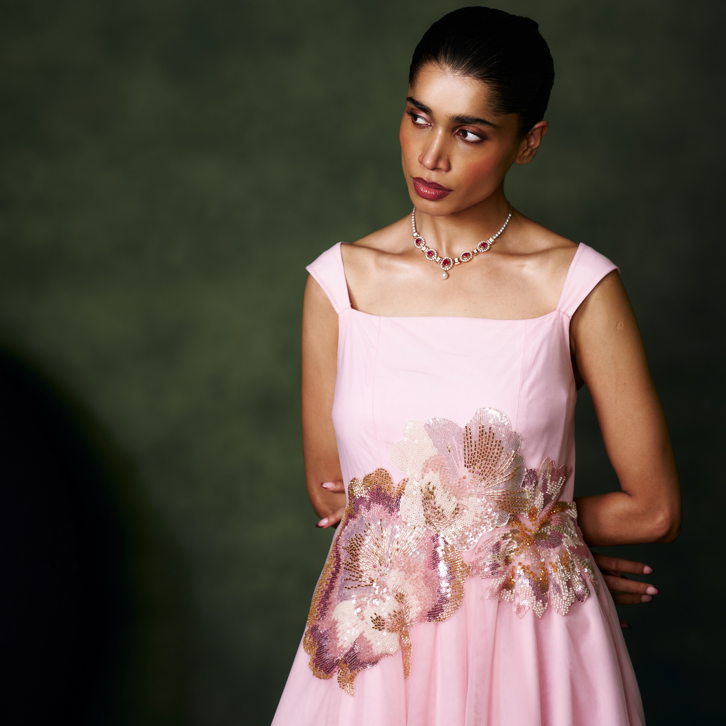 Floral Embellished Midi Dress