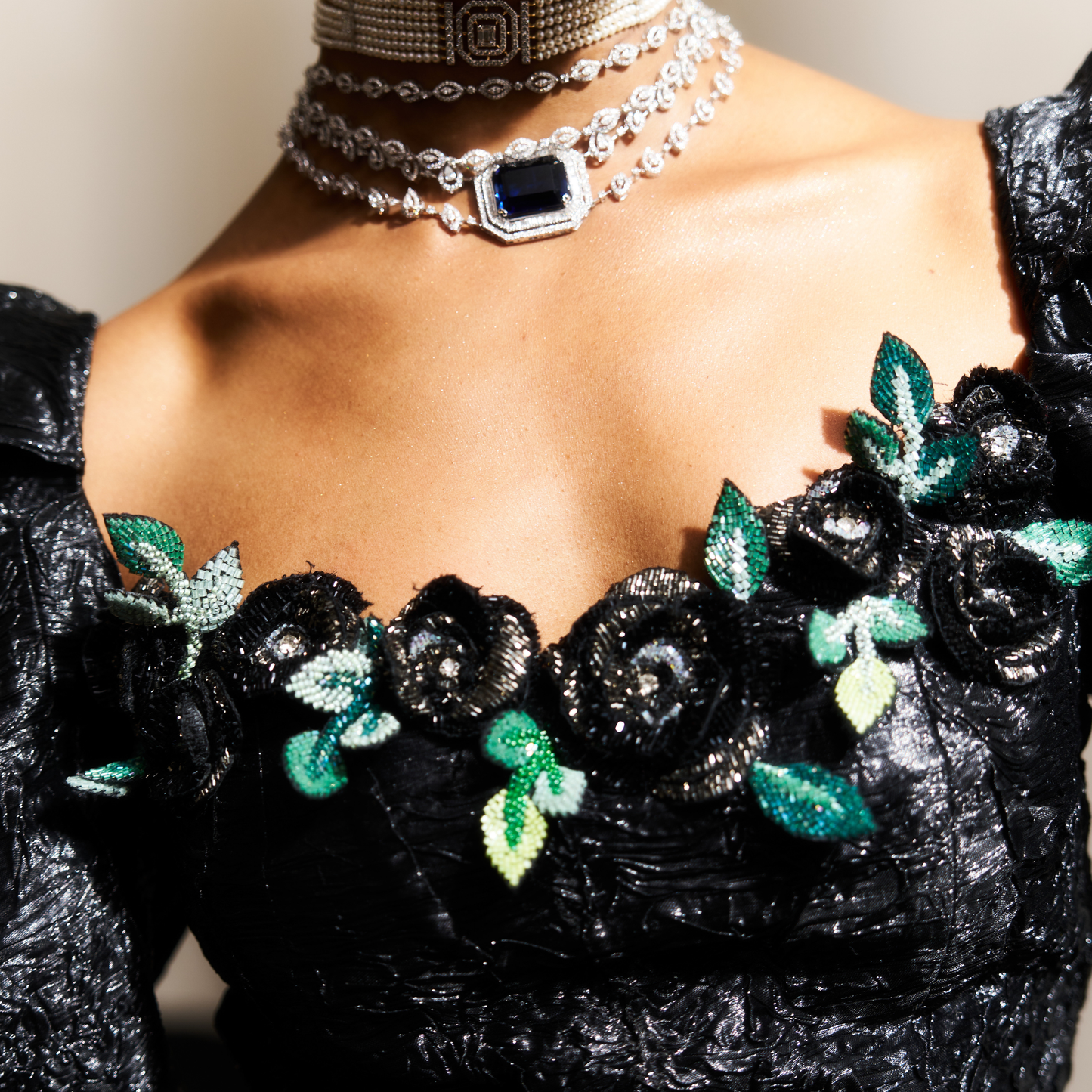 Blue Sequin Corset Set