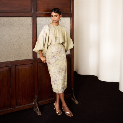 The Green Chantilly Skirt set