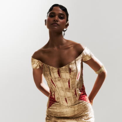 Gold textured dress