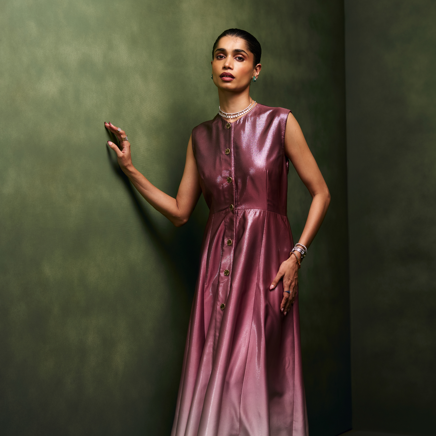 Leather Ombré Midi Dress