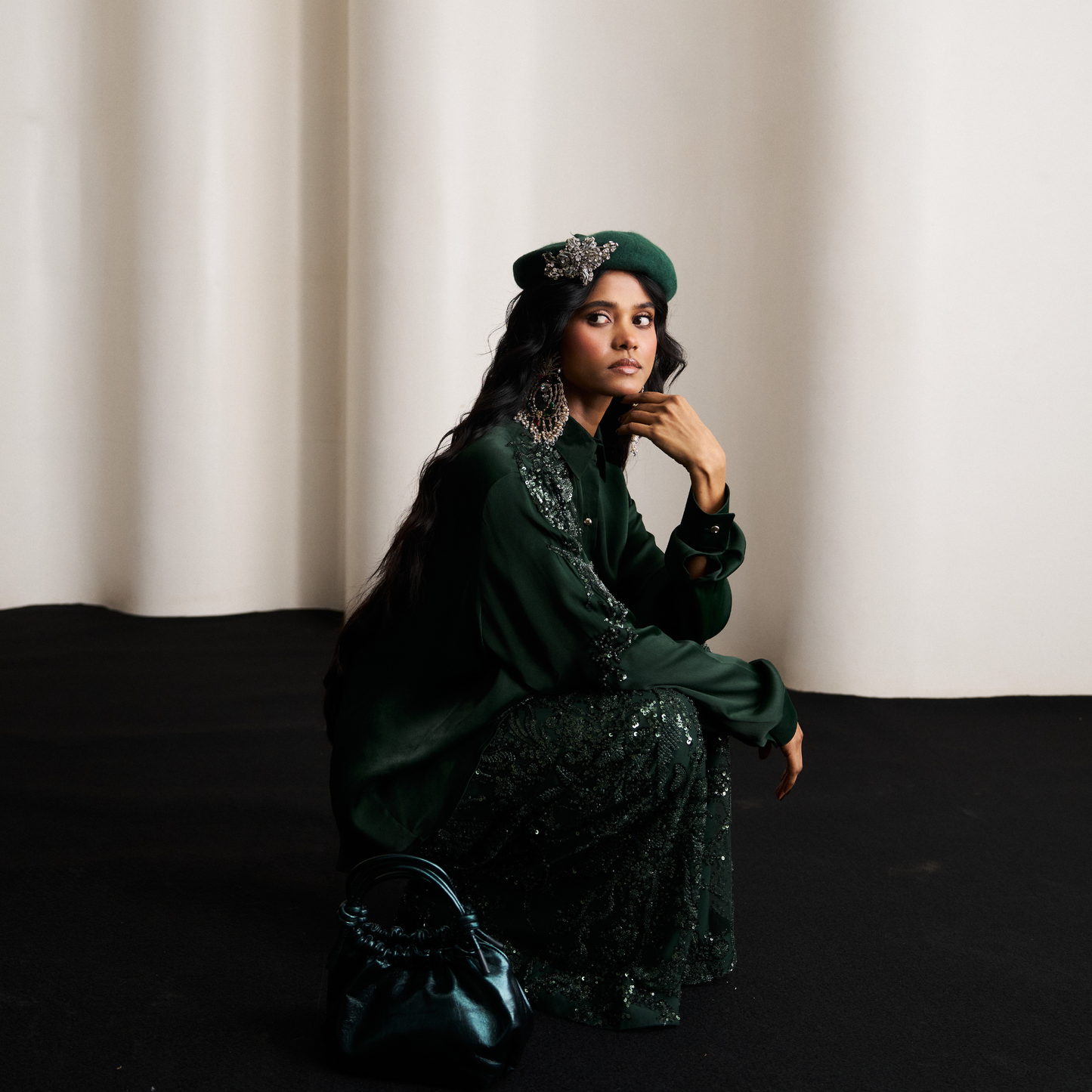 Green Embellished Pant Set