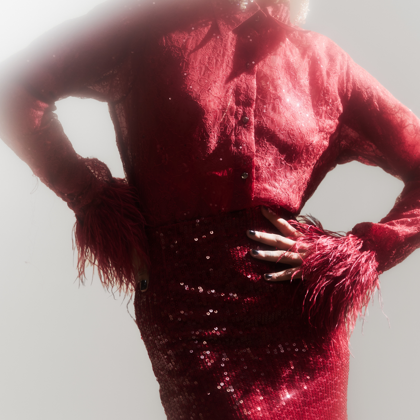 The Sequin Maroon Skirt Set