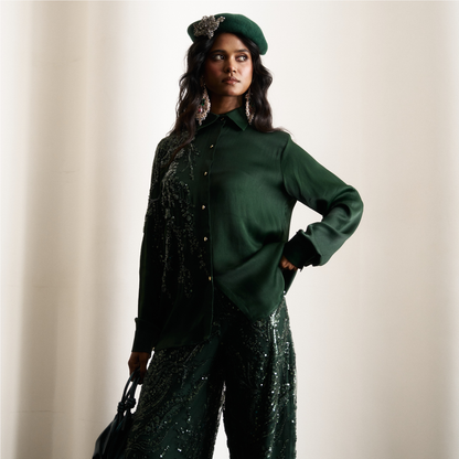 Green Embellished Pant Set