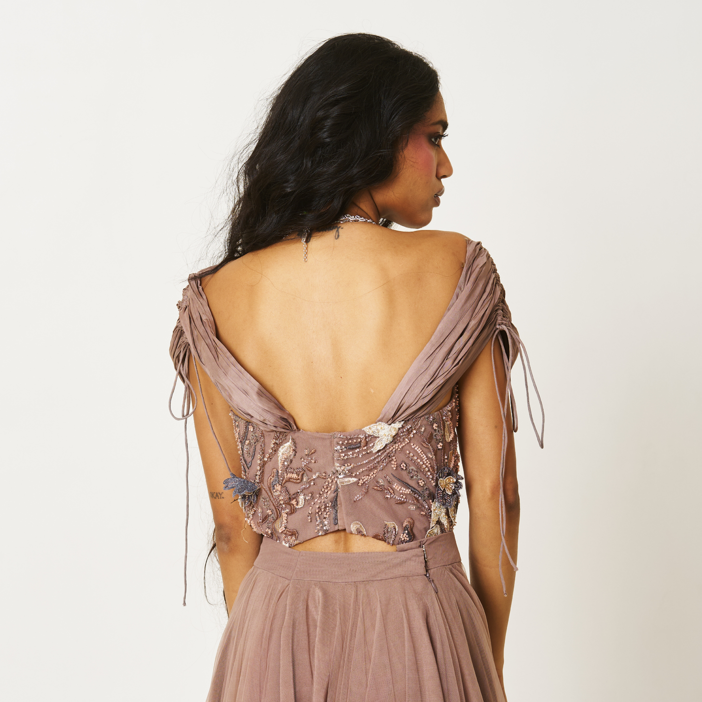 Embellished Corset Top with Tulle Skirt