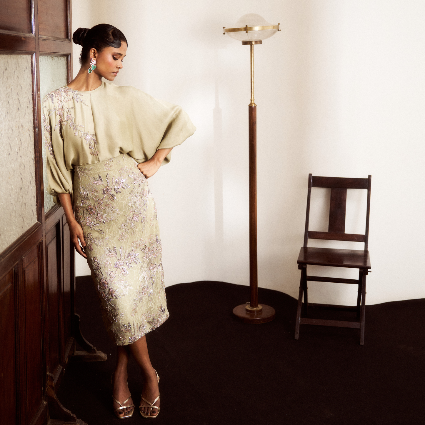 The Green Chantilly Skirt set