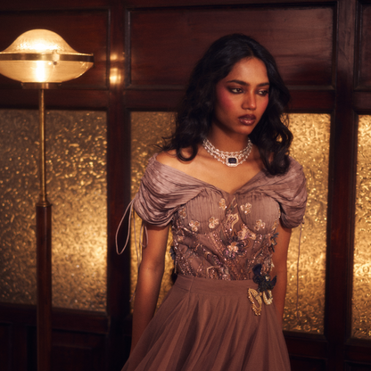 Embellished Corset Top with Tulle Skirt